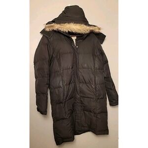 LL Bean Women's Ultrawarm Coat Long Down Hood Puffer Black Medium REG Flaw - D
